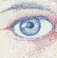 a pen drawing of an eye