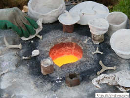 Red hot flue of the gas kiln at Beautiful Days festival