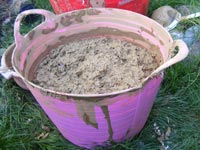 Processed clay and sawdust mixture