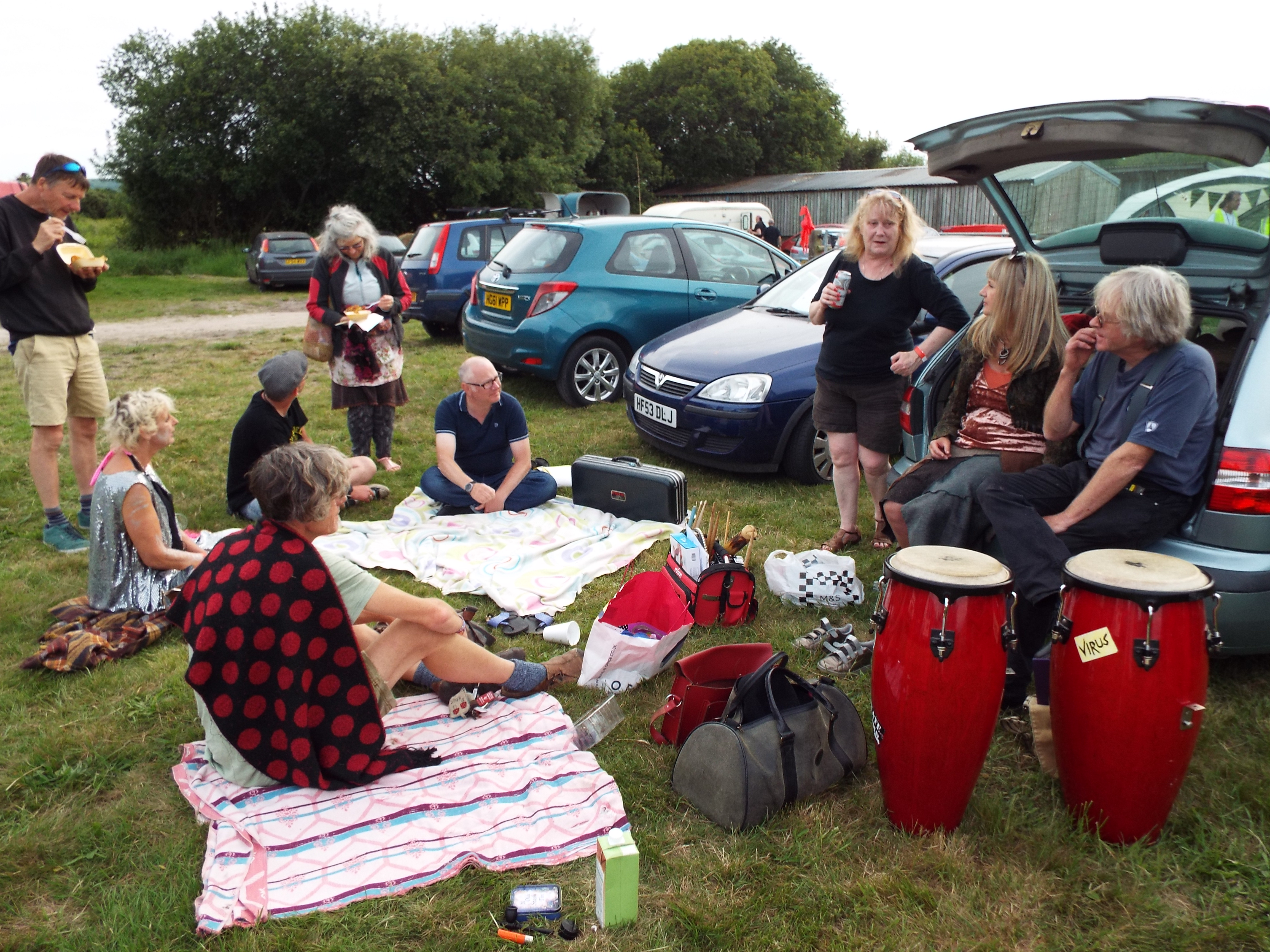 the group relaxing at Alice's Wicked Tea Party